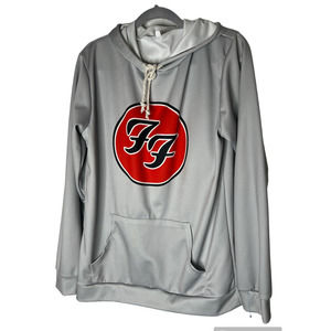 Foo Fighters Pullover Hoodie Size M in Gray with Red and Black FF Logo Unisex